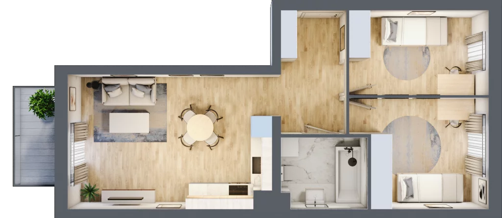 3 pokoje, mieszkanie 54,31 m², piętro 1, oferta nr F1/D/05, Orawska Vita III, Wrocław, Ołtaszyn, Krzyki, ul. Orawska