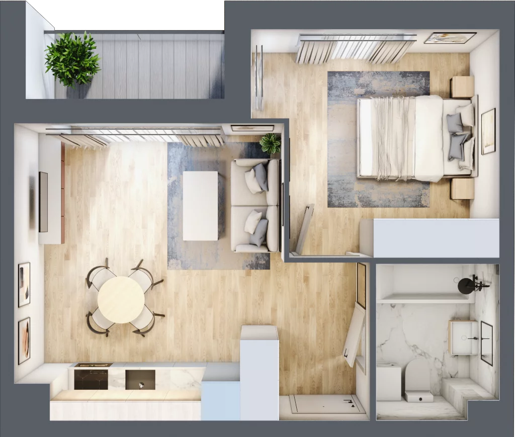 2 pokoje, mieszkanie 38,47 m², parter, oferta nr F1/C/04, Orawska Vita III, Wrocław, Ołtaszyn, Krzyki, ul. Orawska