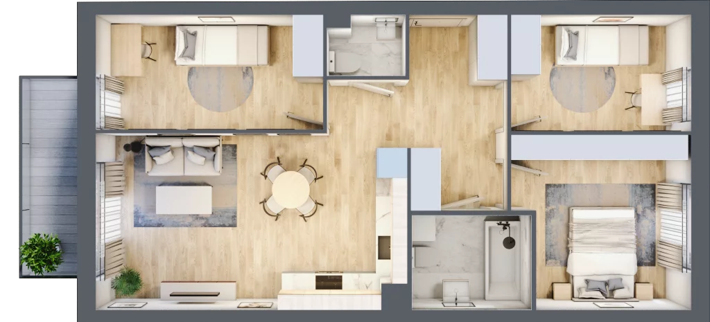 4 pokoje, mieszkanie 68,35 m², piętro 2, oferta nr F2/E/08, Orawska Vita III, Wrocław, Ołtaszyn, Krzyki, ul. Orawska