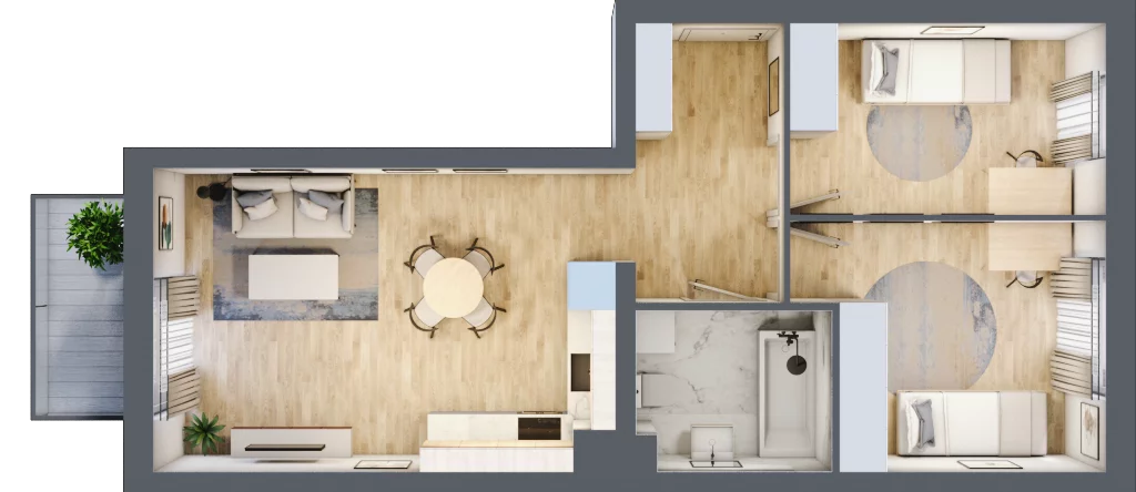3 pokoje, mieszkanie 54,31 m², piętro 2, oferta nr F1/D/08, Orawska Vita III, Wrocław, Ołtaszyn, Krzyki, ul. Orawska