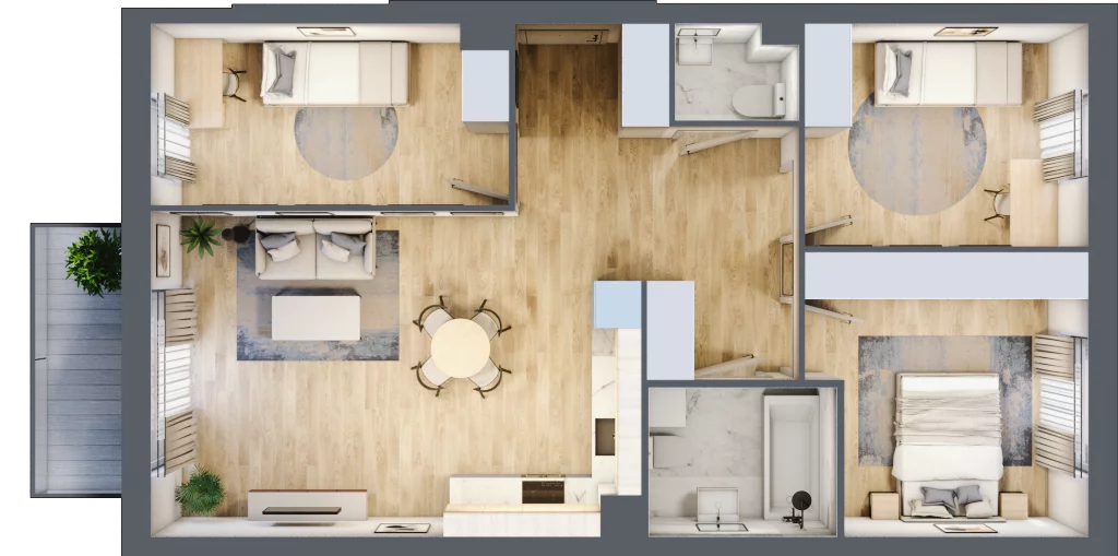4 pokoje, mieszkanie 75,63 m², piętro 2, oferta nr F1/C/19, Orawska Vita III, Wrocław, Ołtaszyn, Krzyki, ul. Orawska