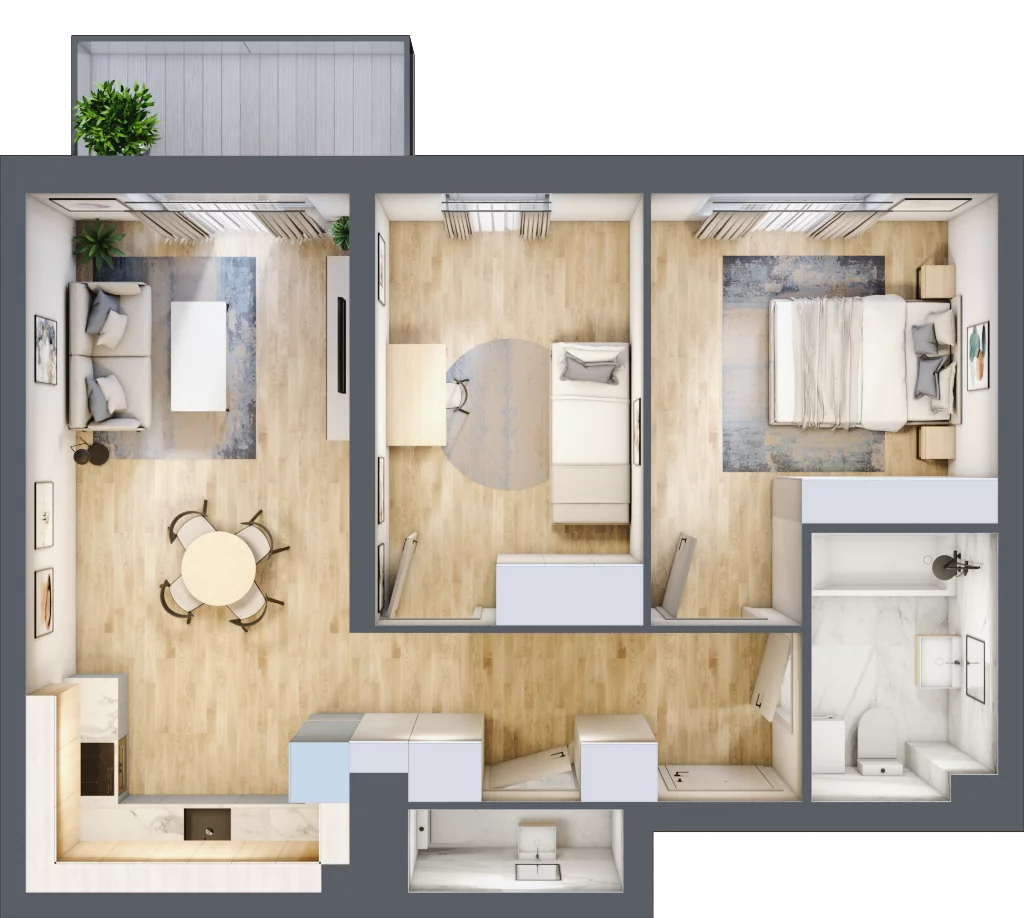 3 pokoje, mieszkanie 60,50 m², piętro 2, oferta nr F2/F/19, Orawska Vita III, Wrocław, Ołtaszyn, Krzyki, ul. Orawska