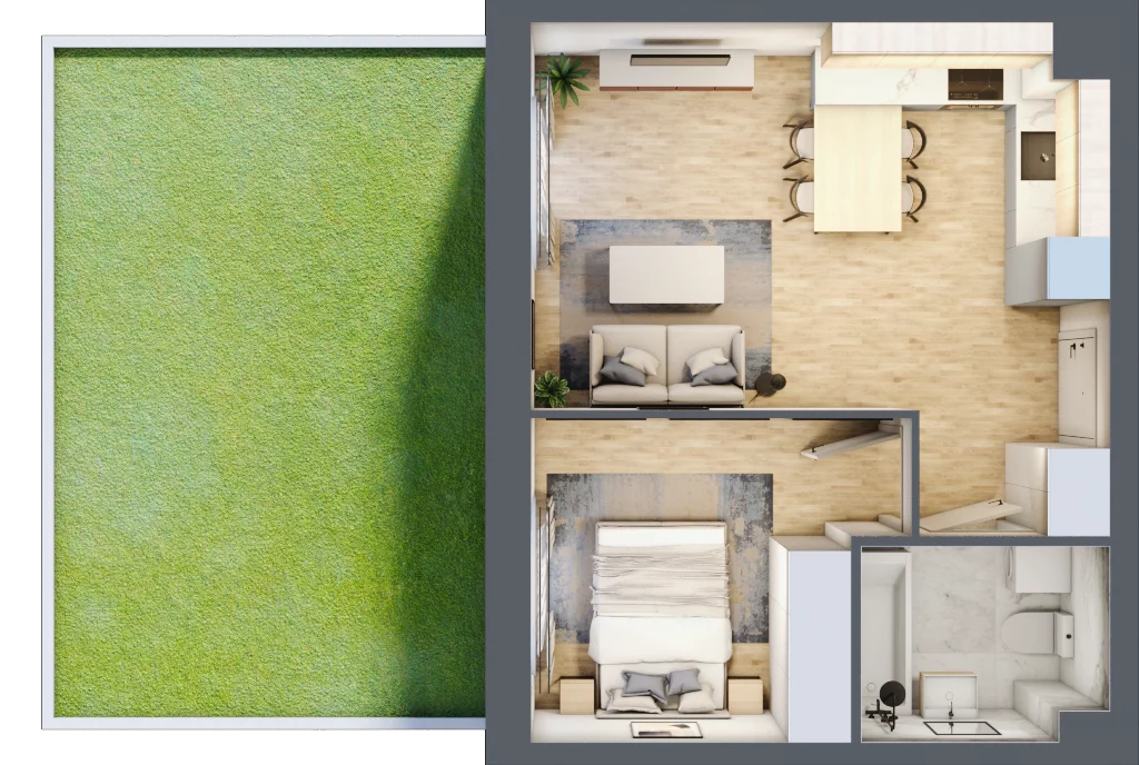 2 pokoje, mieszkanie 37,32 m², parter, oferta nr F1/B/02, Orawska Vita III, Wrocław, Ołtaszyn, Krzyki, ul. Orawska