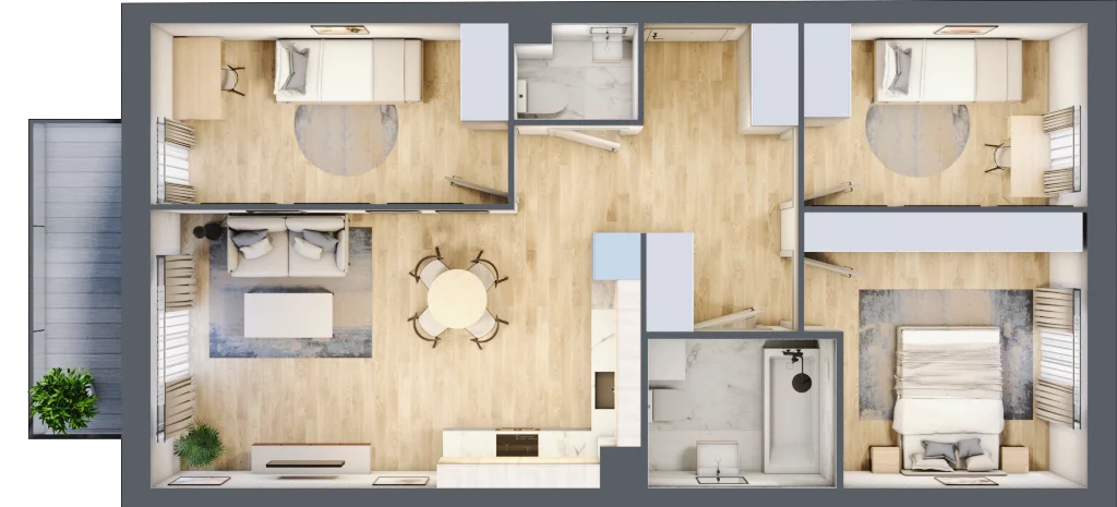 4 pokoje, mieszkanie 68,35 m², piętro 1, oferta nr F2/E/05, Orawska Vita III, Wrocław, Ołtaszyn, Krzyki, ul. Orawska