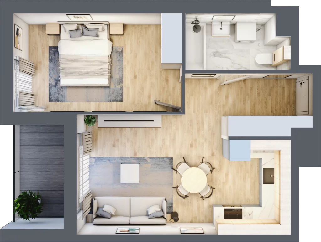 2 pokoje, mieszkanie 44,29 m², piętro 1, oferta nr AC0108/4, M Bemowo 4, Warszawa, Bemowo, Chrzanów, ul. Szeligowska