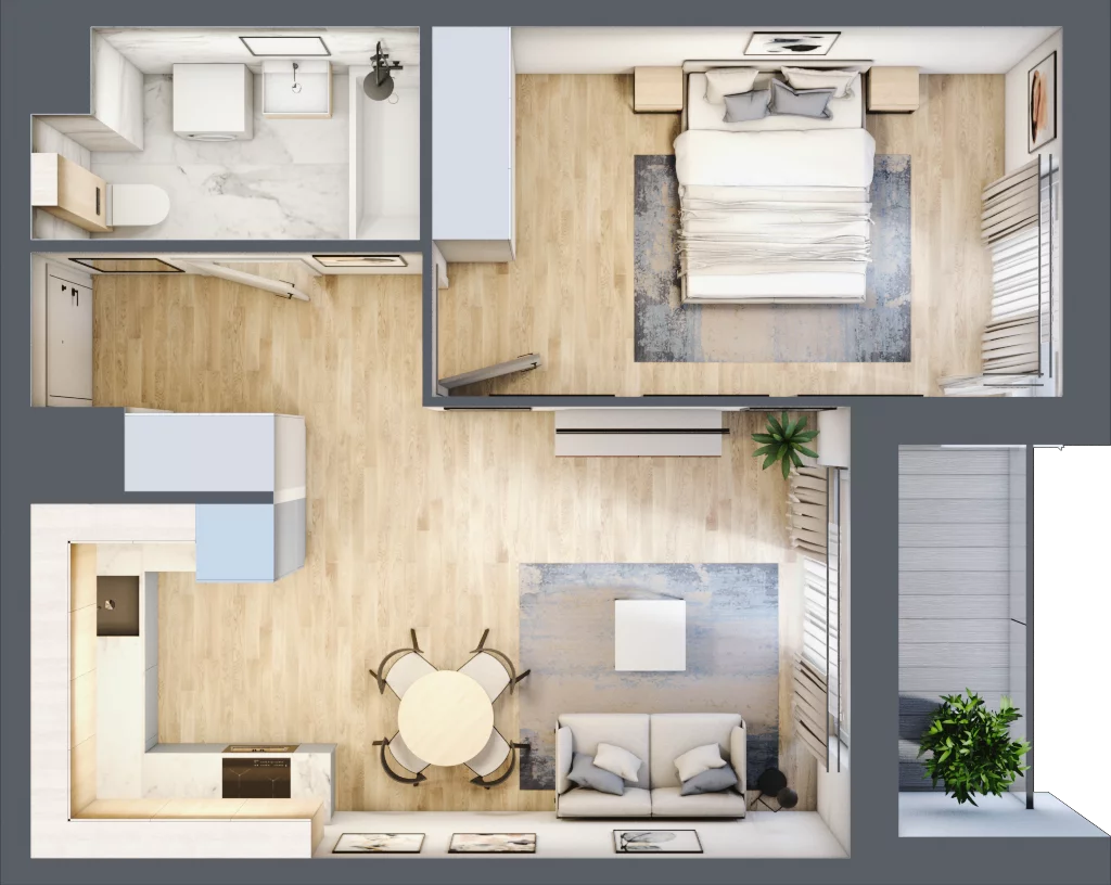 2 pokoje, mieszkanie 43,08 m², piętro 1, oferta nr AA0106/4, M Bemowo 4, Warszawa, Bemowo, Chrzanów, ul. Szeligowska