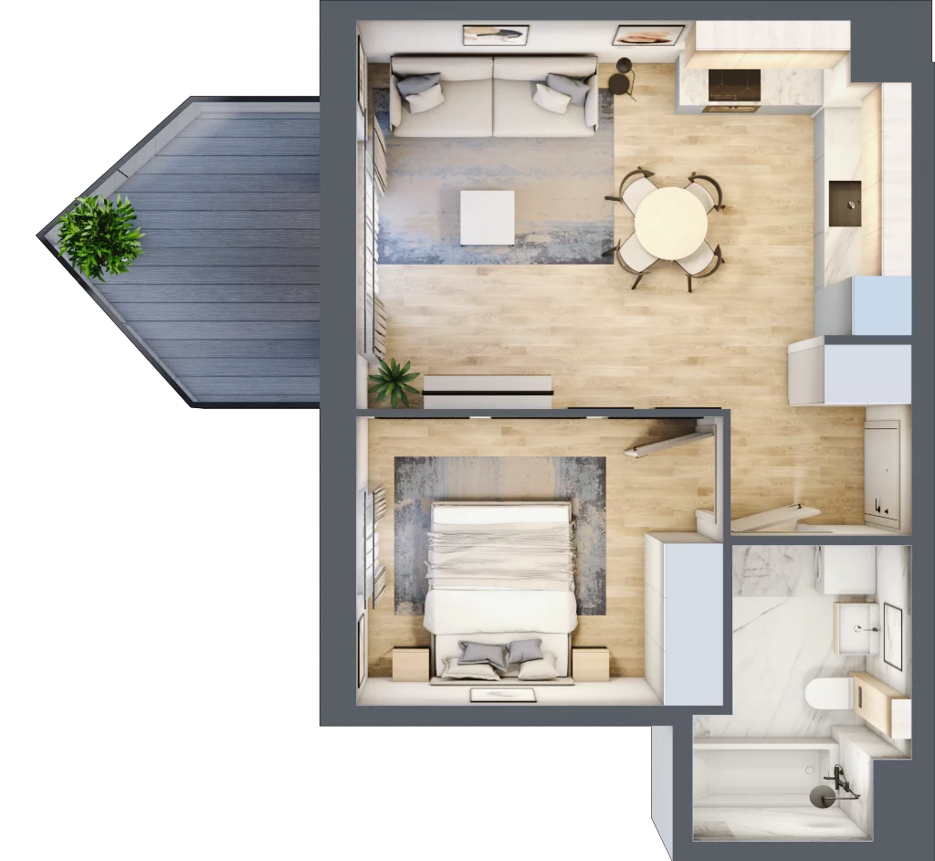 2 pokoje, mieszkanie 40,72 m², piętro 1, oferta nr AA0102/4, M Bemowo 4, Warszawa, Bemowo, Chrzanów, ul. Szeligowska