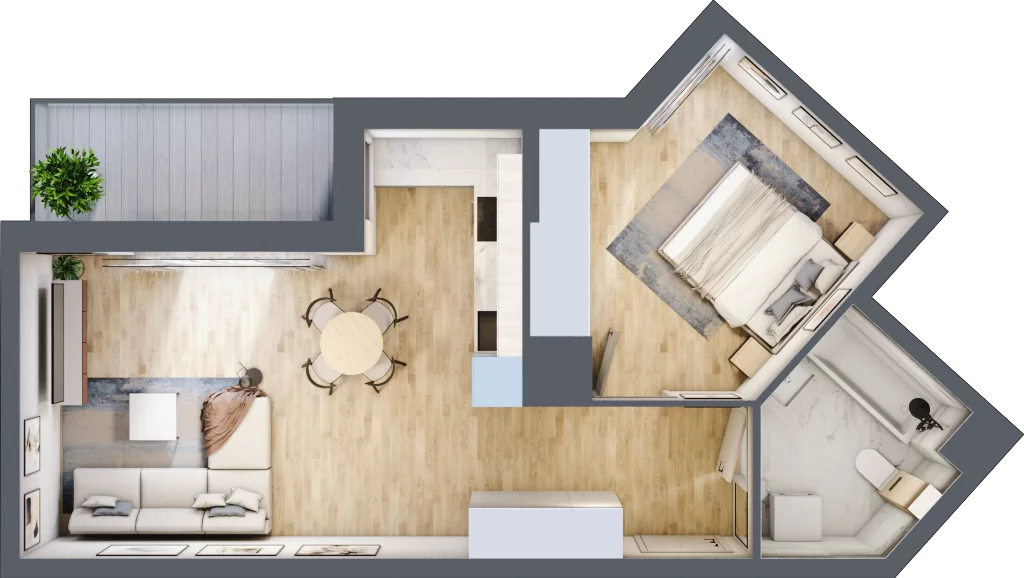 2 pokoje, mieszkanie 48,39 m², piętro 2, oferta nr AA0201/4, M Bemowo 4, Warszawa, Bemowo, Chrzanów, ul. Szeligowska