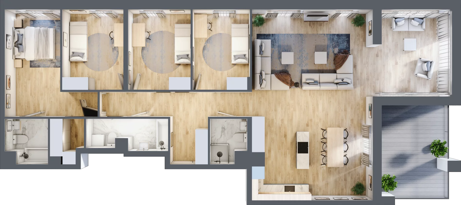 5 pokoi, apartament 142,73 m², piętro 4, oferta nr A.45, Apartamenty Kapitanat bud. A, Gdańsk, Śródmieście, ul. Stępkarska / Wiosny Ludów