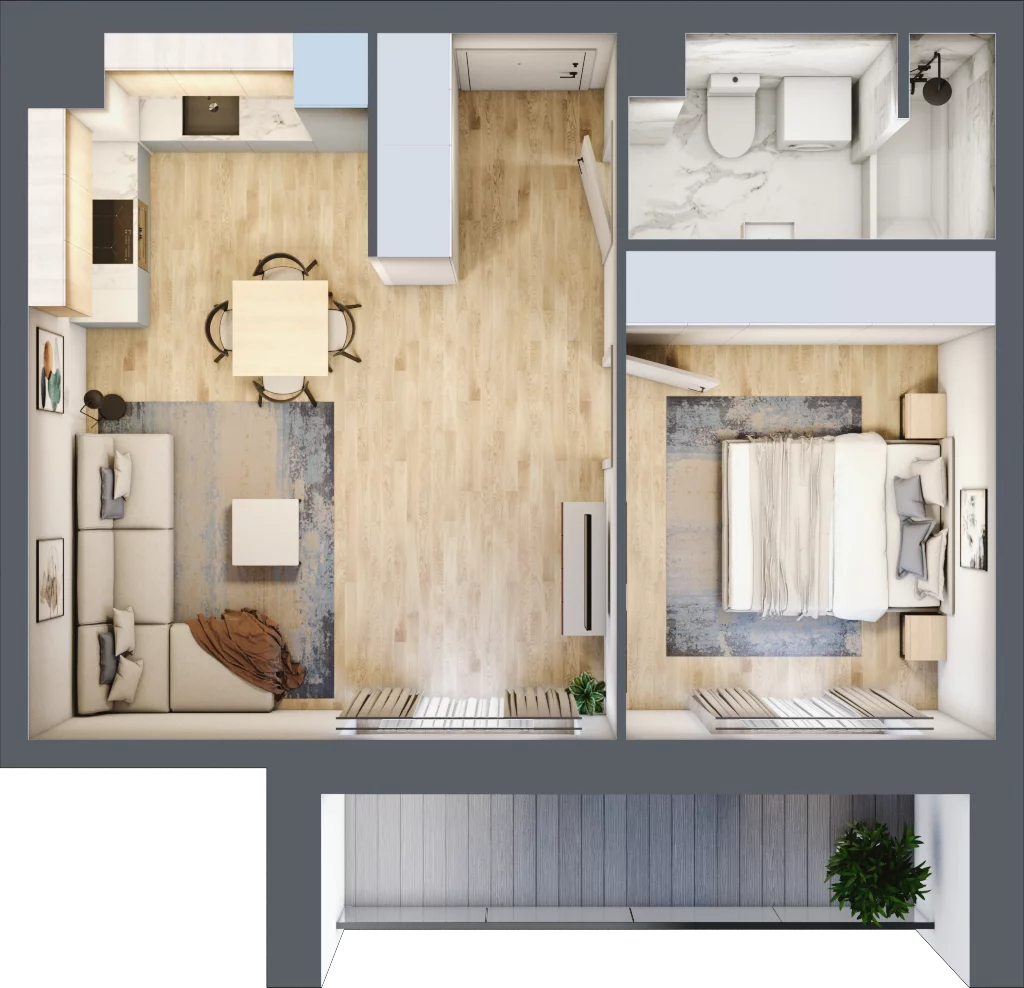 2 pokoje, apartament 42,76 m², piętro 1, oferta nr A.17, Apartamenty Kapitanat bud. A, Gdańsk, Śródmieście, ul. Stępkarska / Wiosny Ludów