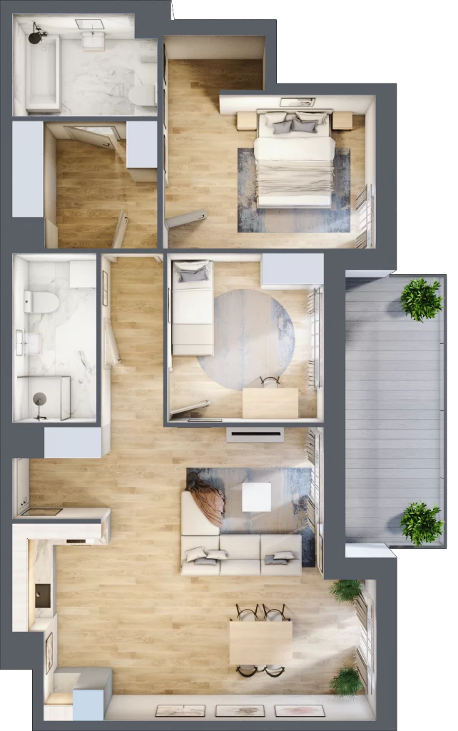 3 pokoje, apartament 82,73 m², piętro 3, oferta nr A.31, Apartamenty Kapitanat bud. A, Gdańsk, Śródmieście, ul. Stępkarska / Wiosny Ludów