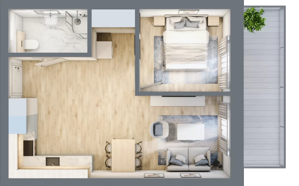 2 pokoje, apartament 41,51 m², parter, oferta nr D/0.05, Rogowo Pearl, Rogowo, ul. Rezydencyjna