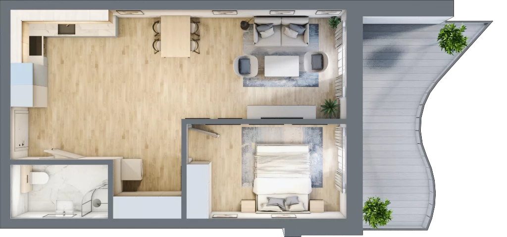 2 pokoje, apartament 51,27 m², piętro 2, oferta nr D/2.03, Rogowo Pearl, Rogowo, ul. Rezydencyjna