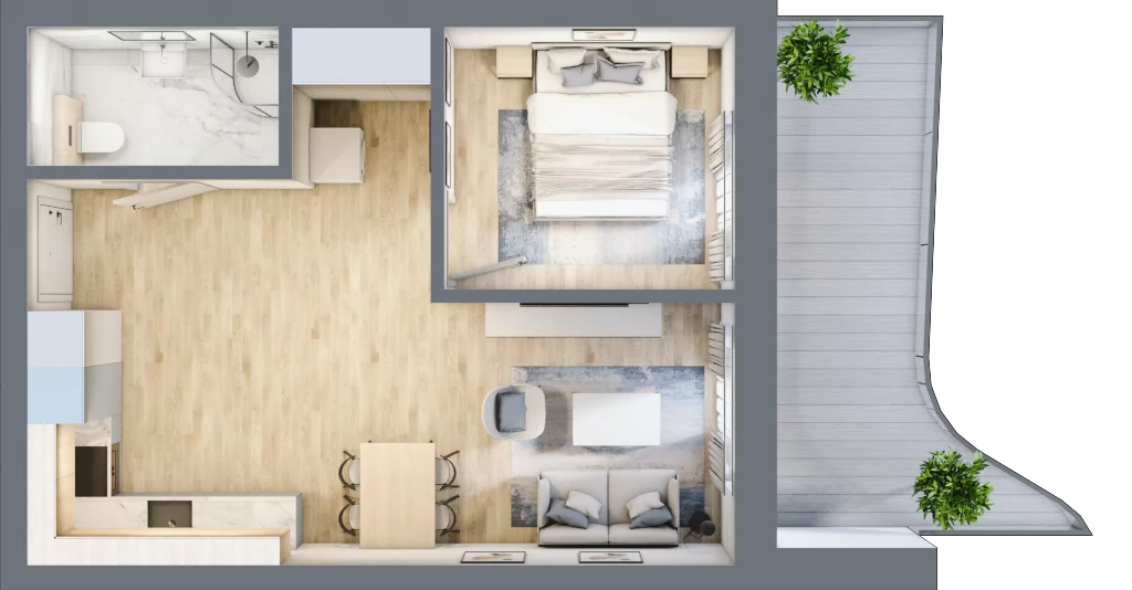 2 pokoje, apartament 41,63 m², piętro 3, oferta nr D/3.05, Rogowo Pearl, Rogowo, ul. Rezydencyjna