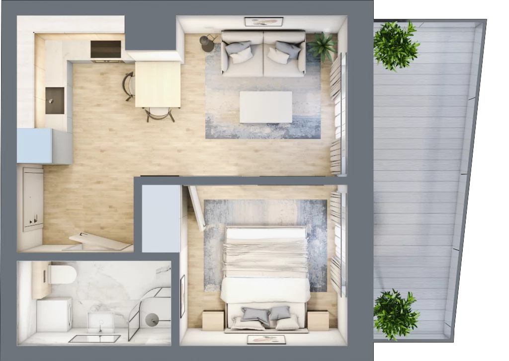 2 pokoje, apartament 30,90 m², piętro 3, oferta nr D/3.08, Rogowo Pearl, Rogowo, ul. Rezydencyjna