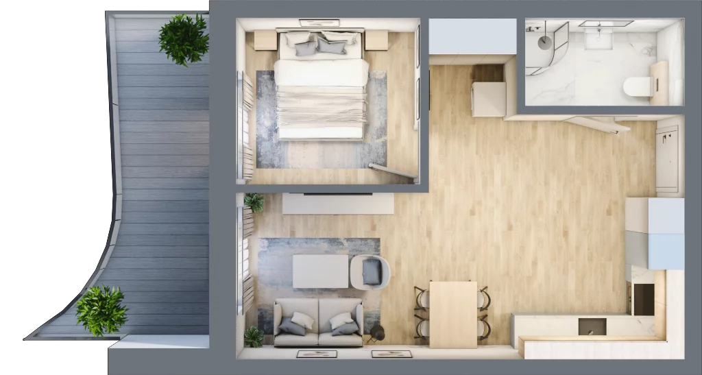 2 pokoje, apartament 41,53 m², piętro 3, oferta nr D/3.12, Rogowo Pearl, Rogowo, ul. Rezydencyjna