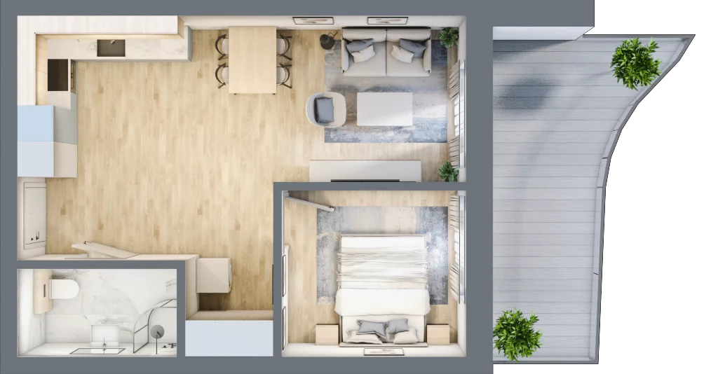 2 pokoje, apartament 41,57 m², piętro 4, oferta nr D/4.04, Rogowo Pearl, Rogowo, ul. Rezydencyjna