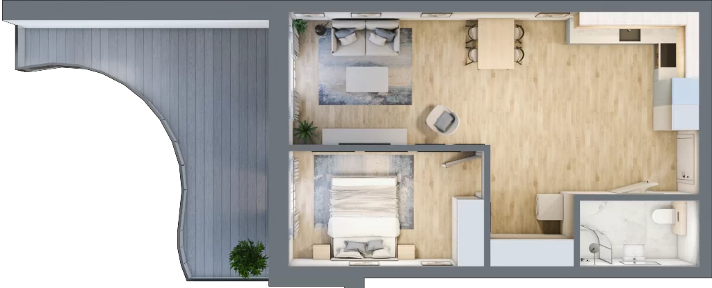 2 pokoje, apartament 51,01 m², piętro 4, oferta nr D/4.14, Rogowo Pearl, Rogowo, ul. Rezydencyjna