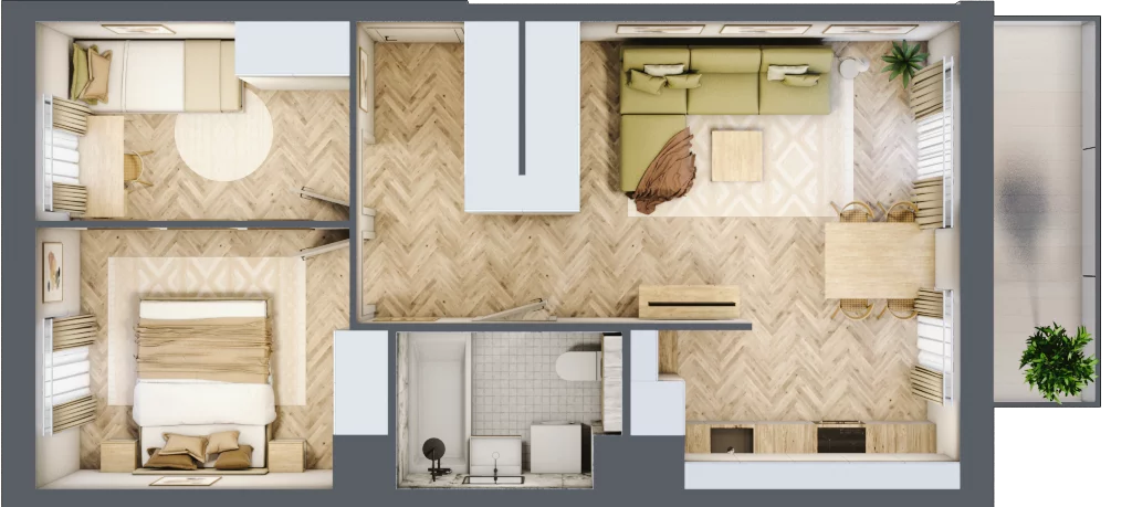 3 pokoje, mieszkanie 51,04 m², piętro 2, oferta nr A.P2.08, Mirabelki 5, Warszawa, Białołęka, Brzeziny, ul. Mirabelki 5