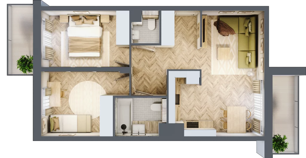 3 pokoje, mieszkanie 55,77 m², piętro 1, oferta nr B.P1.25, Mirabelki 5, Warszawa, Białołęka, Brzeziny, ul. Mirabelki 5