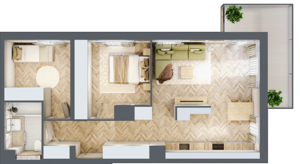3 pokoje, mieszkanie 64,19 m², piętro 1, oferta nr B.P1.26, Mirabelki 5, Warszawa, Białołęka, Brzeziny, ul. Mirabelki 5