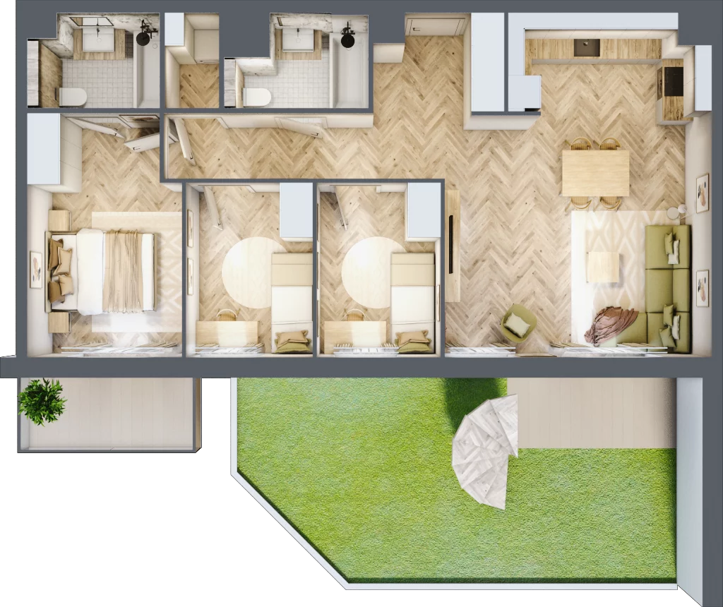 4 pokoje, mieszkanie 75,71 m², parter, oferta nr C.P0.46, Mirabelki 5, Warszawa, Białołęka, Brzeziny, ul. Mirabelki 5