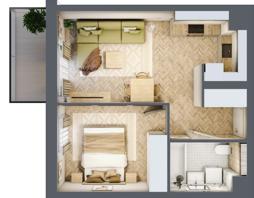 2 pokoje, mieszkanie 36,54 m², piętro 1, oferta nr C.P1.54, Mirabelki 5, Warszawa, Białołęka, Brzeziny, ul. Mirabelki 5