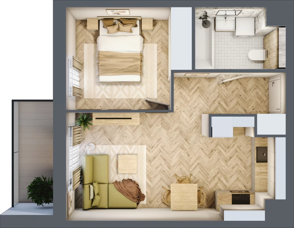 2 pokoje, mieszkanie 37,55 m², piętro 2, oferta nr C.P2.64, Mirabelki 5, Warszawa, Białołęka, Brzeziny, ul. Mirabelki 5
