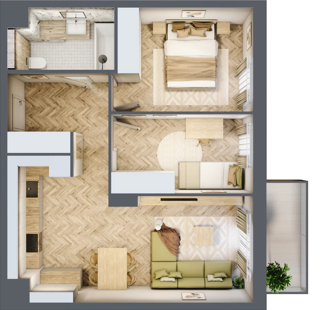 3 pokoje, mieszkanie 55,42 m², piętro 2, oferta nr D.P2.90, Mirabelki 5, Warszawa, Białołęka, Brzeziny, ul. Mirabelki 5