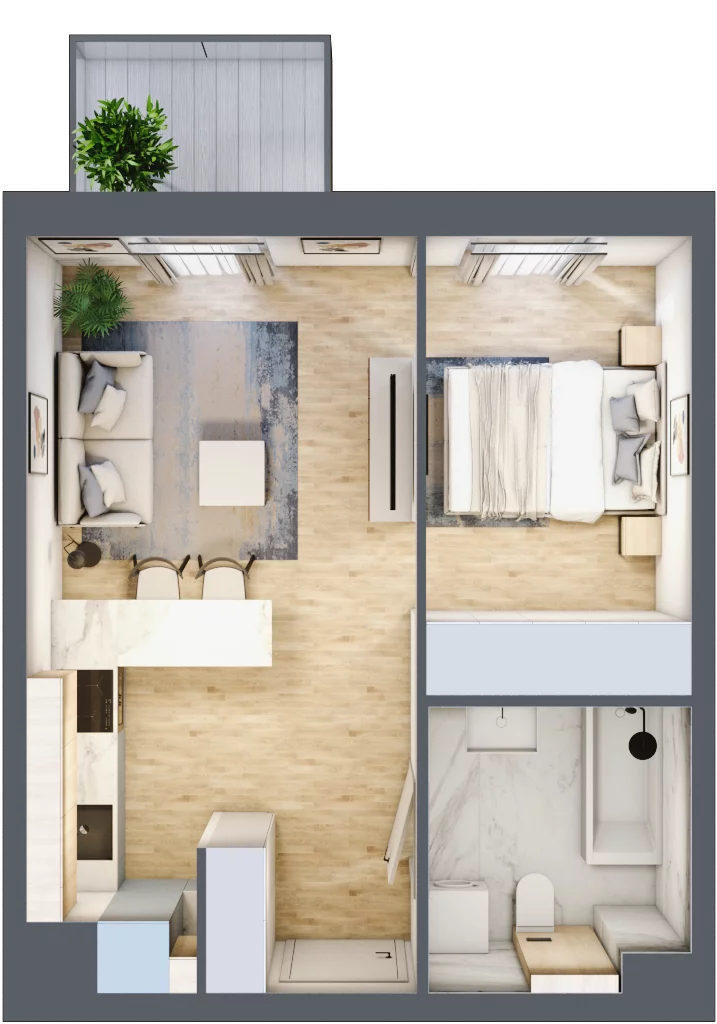 2 pokoje, mieszkanie 33,98 m², piętro 3, oferta nr A/23, Apartamenty Park Matecznego, Kraków, Podgórze, Mateczny, ul. Rydlówka 5