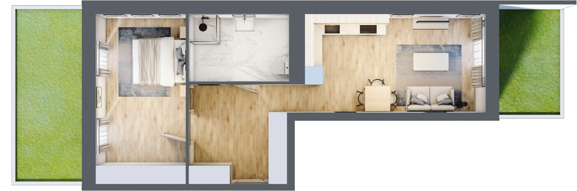 2 pokoje, mieszkanie 53,43 m², parter, oferta nr B/1, Apartamenty Park Matecznego, Kraków, Podgórze, Mateczny, ul. Rydlówka 5