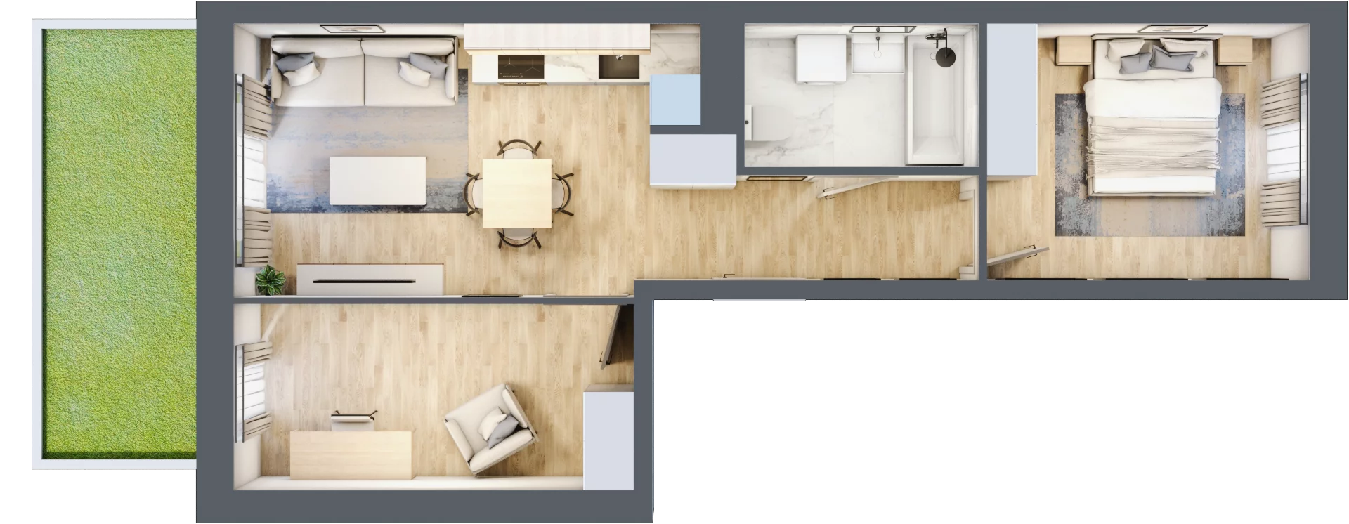 3 pokoje, mieszkanie 48,64 m², parter, oferta nr B/24, Apartamenty Park Matecznego, Kraków, Podgórze, Mateczny, ul. Rydlówka 5