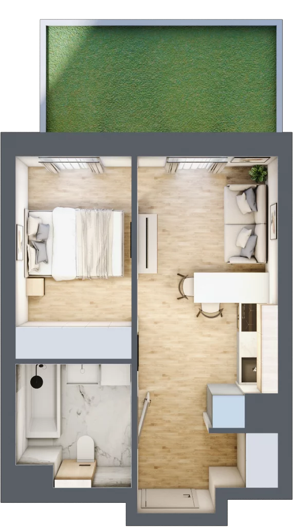 2 pokoje, mieszkanie 29,57 m², parter, oferta nr B/44, Apartamenty Park Matecznego, Kraków, Podgórze, Mateczny, ul. Rydlówka 5