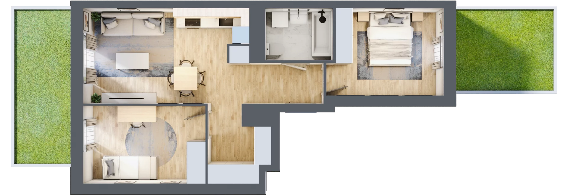 3 pokoje, mieszkanie 57,11 m², parter, oferta nr B/45, Apartamenty Park Matecznego, Kraków, Podgórze, Mateczny, ul. Rydlówka 5