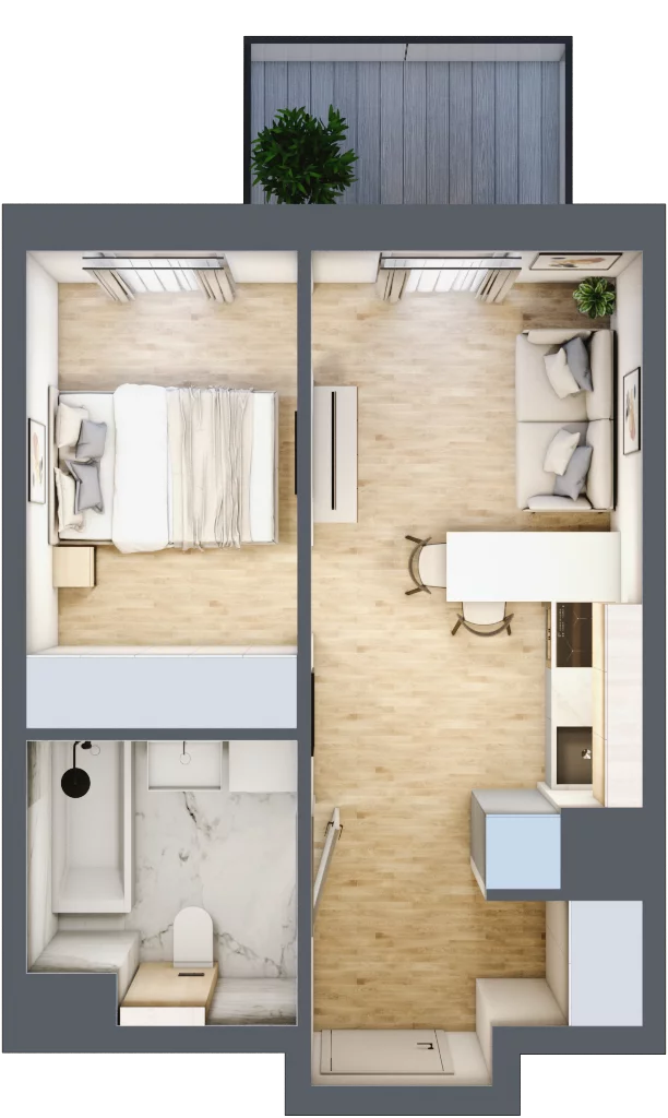 2 pokoje, mieszkanie 30,31 m², piętro 1, oferta nr B/47, Apartamenty Park Matecznego, Kraków, Podgórze, Mateczny, ul. Rydlówka 5