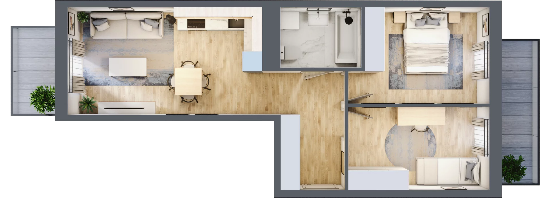 3 pokoje, mieszkanie 54,79 m², piętro 1, oferta nr B/49, Apartamenty Park Matecznego, Kraków, Podgórze, Mateczny, ul. Rydlówka 5