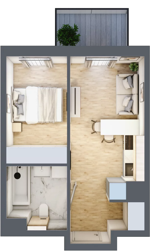2 pokoje, mieszkanie 30,34 m², piętro 3, oferta nr B/55, Apartamenty Park Matecznego, Kraków, Podgórze, Mateczny, ul. Rydlówka 5