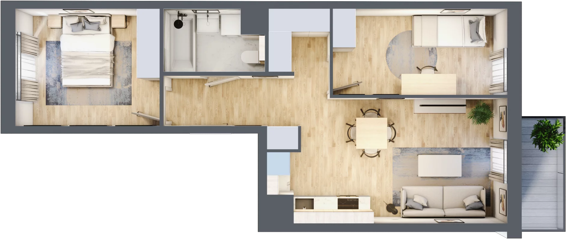 3 pokoje, mieszkanie 53,04 m², piętro 1, oferta nr B/72, Apartamenty Park Matecznego, Kraków, Podgórze, Mateczny, ul. Rydlówka 5