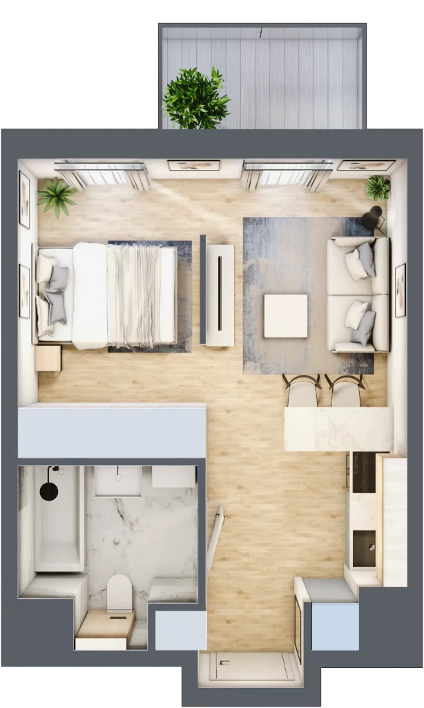 1 pokój, mieszkanie 30,26 m², piętro 1, oferta nr B/91, Apartamenty Park Matecznego, Kraków, Podgórze, Mateczny, ul. Rydlówka 5