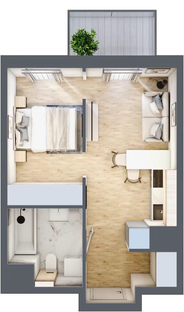 2 pokoje, mieszkanie 30,84 m², piętro 4, oferta nr C/14, Apartamenty Park Matecznego, Kraków, Podgórze, Mateczny, ul. Rydlówka 5