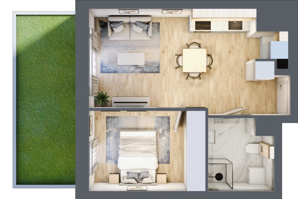 2 pokoje, mieszkanie 37,59 m², parter, oferta nr D/3, Apartamenty Park Matecznego, Kraków, Podgórze, Mateczny, ul. Rydlówka 5
