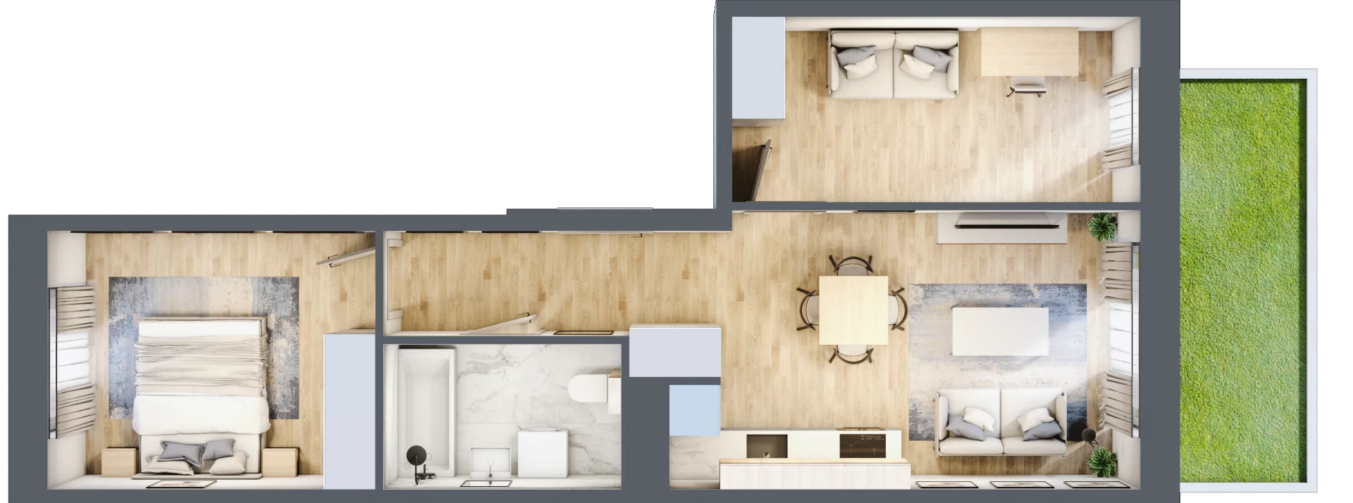 3 pokoje, mieszkanie 48,48 m², parter, oferta nr D/25, Apartamenty Park Matecznego, Kraków, Podgórze, Mateczny, ul. Rydlówka 5