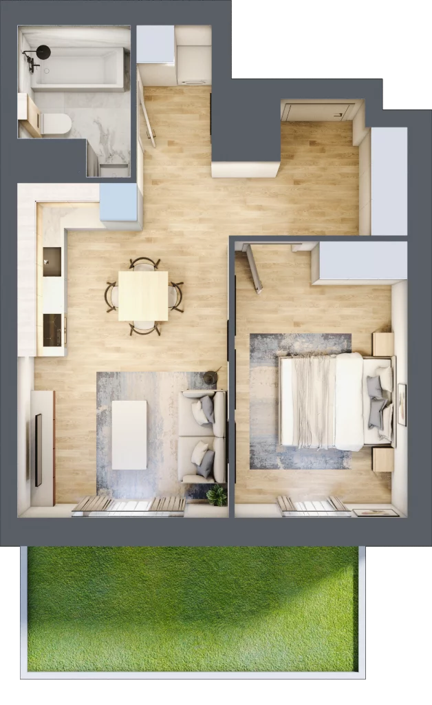 2 pokoje, mieszkanie 42,04 m², parter, oferta nr D/46, Apartamenty Park Matecznego, Kraków, Podgórze, Mateczny, ul. Rydlówka 5