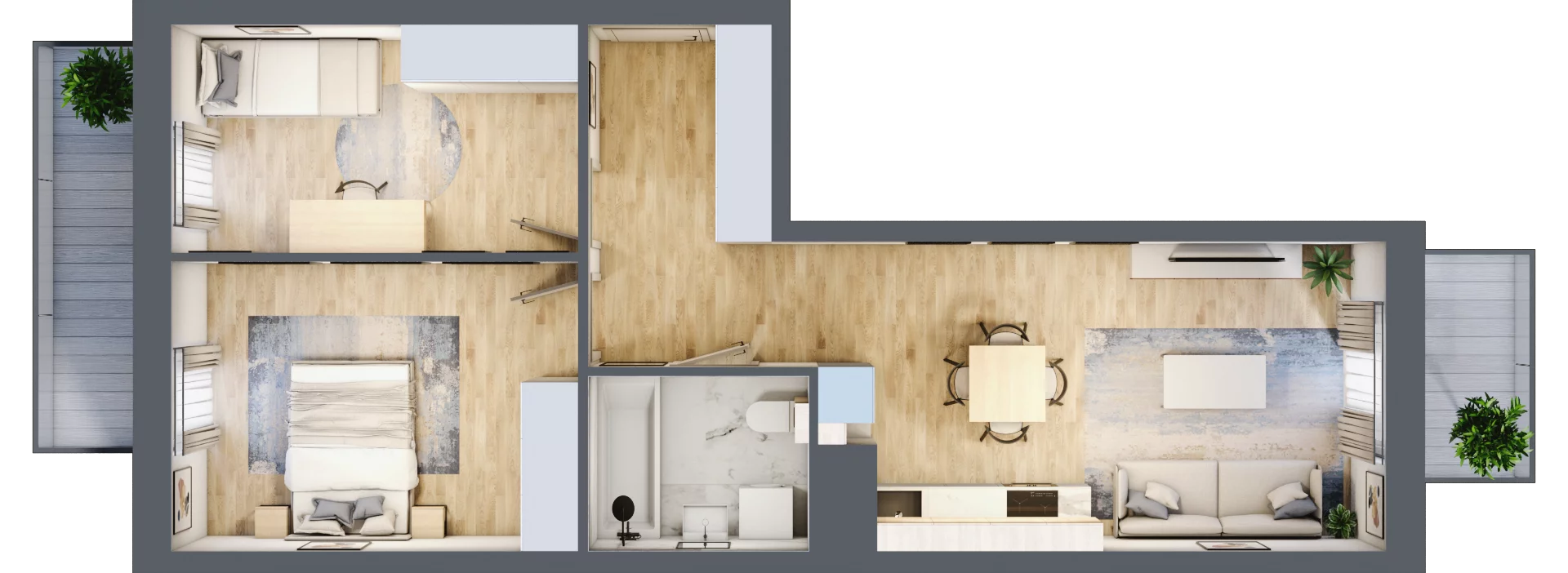 3 pokoje, mieszkanie 55,01 m², piętro 1, oferta nr D/50, Apartamenty Park Matecznego, Kraków, Podgórze, Mateczny, ul. Rydlówka 5