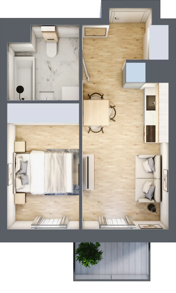 2 pokoje, mieszkanie 30,29 m², piętro 2, oferta nr D/53, Apartamenty Park Matecznego, Kraków, Podgórze, Mateczny, ul. Rydlówka 5