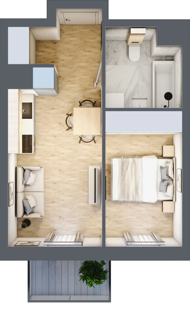 2 pokoje, mieszkanie 30,36 m², piętro 5, oferta nr D/64, Apartamenty Park Matecznego, Kraków, Podgórze, Mateczny, ul. Rydlówka 5