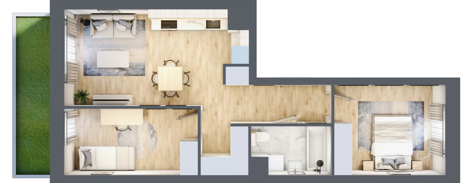 3 pokoje, mieszkanie 51,54 m², parter, oferta nr D/71, Apartamenty Park Matecznego, Kraków, Podgórze, Mateczny, ul. Rydlówka 5