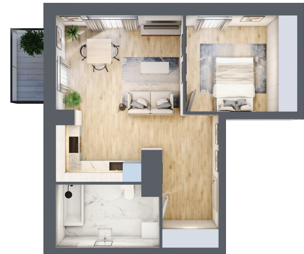 2 pokoje, mieszkanie 45,08 m², piętro 1, oferta nr D/75, Apartamenty Park Matecznego, Kraków, Podgórze, Mateczny, ul. Rydlówka 5