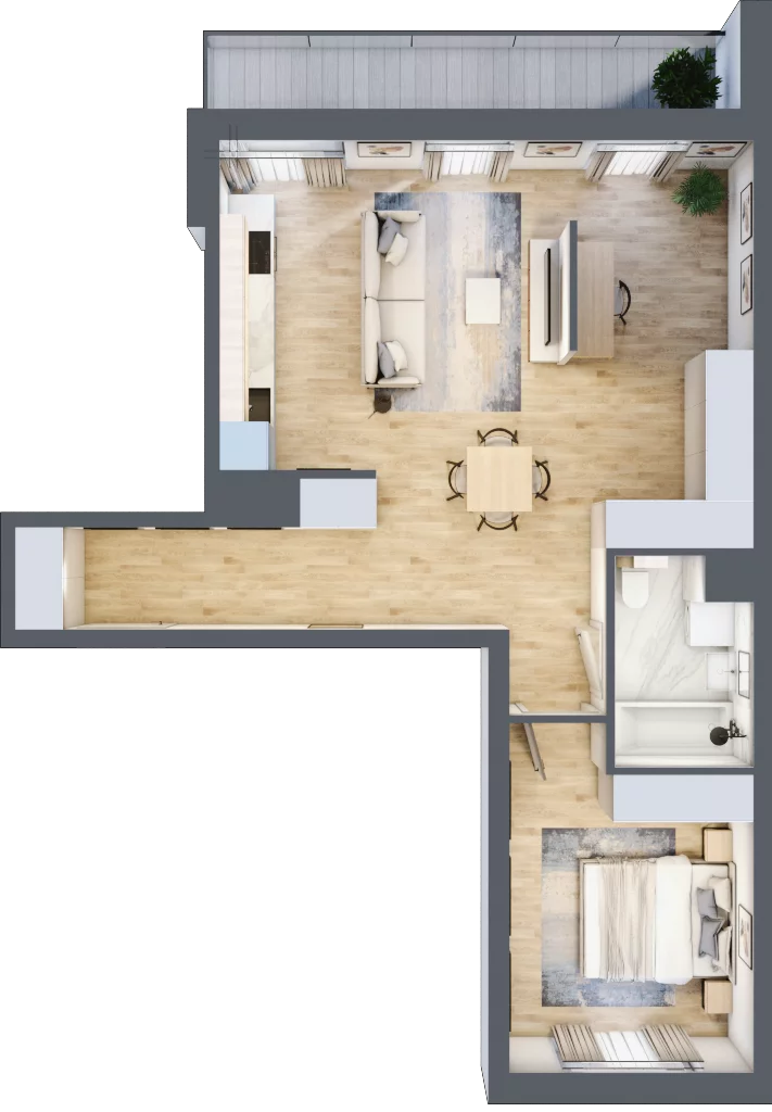 2 pokoje, mieszkanie 57,99 m², piętro 1, oferta nr D/76, Apartamenty Park Matecznego, Kraków, Podgórze, Mateczny, ul. Rydlówka 5