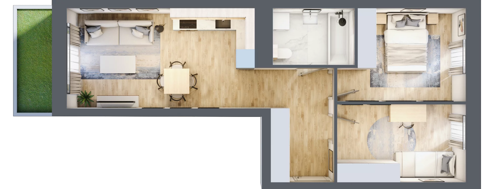 3 pokoje, mieszkanie 53,29 m², parter, oferta nr D/93, Apartamenty Park Matecznego, Kraków, Podgórze, Mateczny, ul. Rydlówka 5